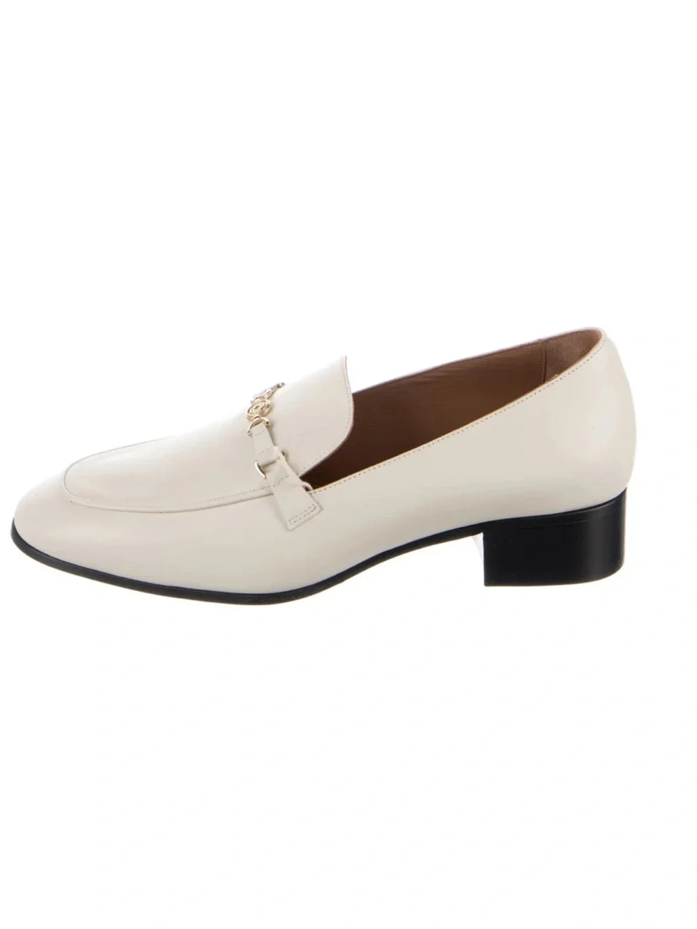 MAJE Cream Leather Loafers with Gold Bit size 40